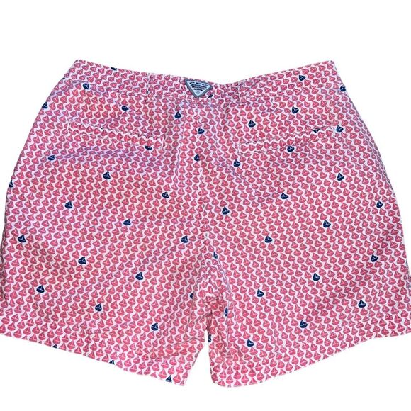 Columbia Super Bonehead Shorts Sailboats Size 8 Cotton Pink Blue Summer Preppy - Picture 2 of 10